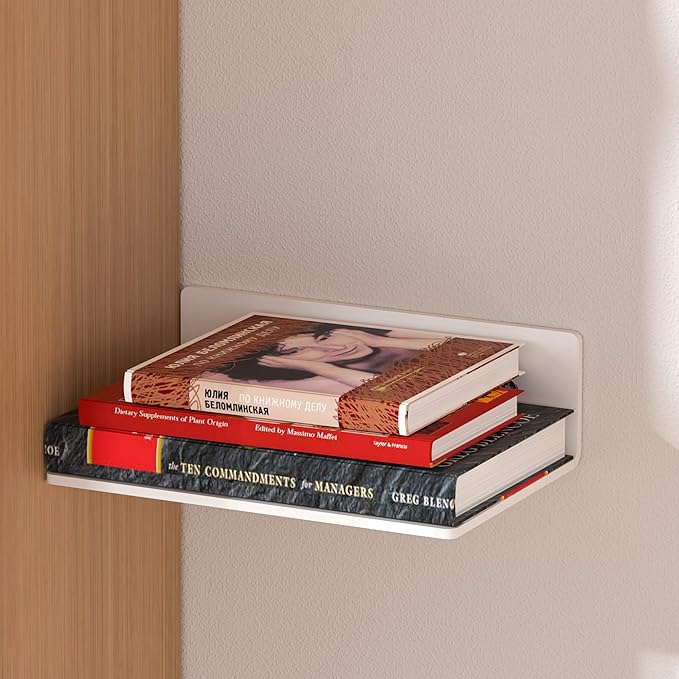 Sezanrpt 9 Inches Acrylic Wall Shelves 2 Pack, Floating Shelf for Wall Mounting, Acrylic Display Ledges for Funko Pop Figures, Home Décor, Living Room, Gaming Room, Plants(9 inch, White)