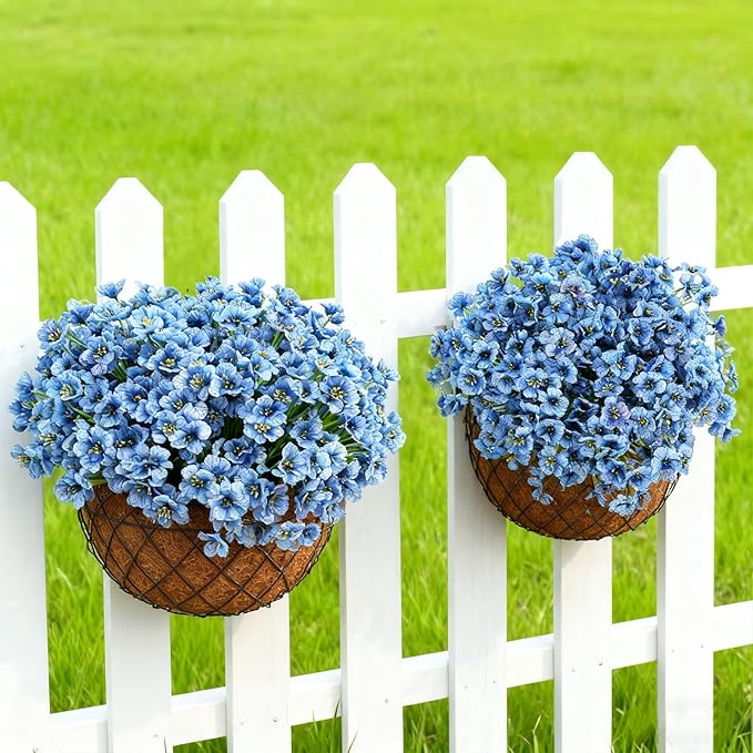 Artificial Flowers for Outdoor Faux Plants for Spring Summer Decoration, UV Resistant Realistic Silk Plastic Fake Flowers Garden Porch Patio Balcony Yard Front Home Decor, 24 Bundles