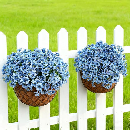 Artificial Flowers for Outdoor Faux Plants for Spring Summer Decoration, UV Resistant Realistic Silk Plastic Fake Flowers Garden Porch Patio Balcony Yard Front Home Decor, 24 Bundles