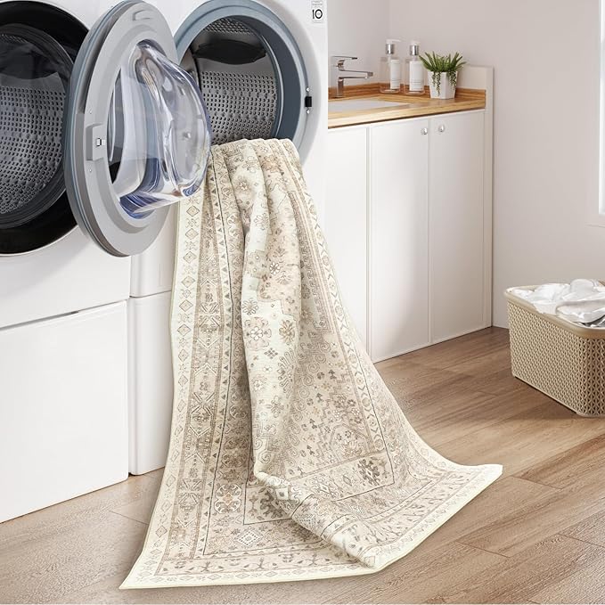 zesthome 6x9 Area Rug, Super Soft Washable Rugs for Living Room, Non-Slip Stain Resistant Vintage Rugs, Ultra-Thin Large Area Rugs