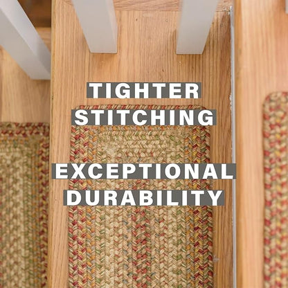 Homespice Harvest Jute Braided Stair Tread, Warm Country Decor, Set of 13, Multicolor 8x28 Rectangle Rugs for Stairs - Easy to Clean, Tightly Stitched and Durable