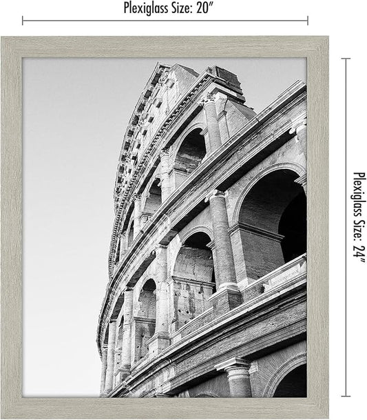 Americanflat 20x24 Picture Frame with Polished Plexiglass - Wide Picture Frames Made of Engineered Wood for Vertical or Horizontal Wall Display - Epic Collection - Grey