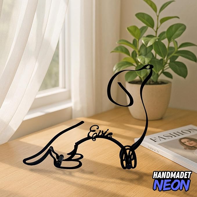 Personalized Devon Rex Cat Minimalist Sculpture, Custom Cats Name Metal Desk Decor, Decorative Home Aesthetic Table Sign Gifts For Officer, Friends, Animal Lover, Kids, Mom, Dad (Dachshund)