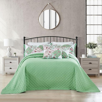 Oversized King Bedspread, Reversible, 6 Piece, 100% Microfiber, King/Cal King, Rose