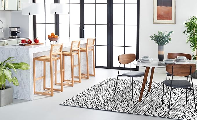 SAFAVIEH Area Rug 12x15 - Tulum Collection - Large - Ivory & Black, Moroccan Boho Tribal Design, Non-Shedding & Easy to Clean, Ideal for Living Room, Bedroom, Dining Space (TUL272B)