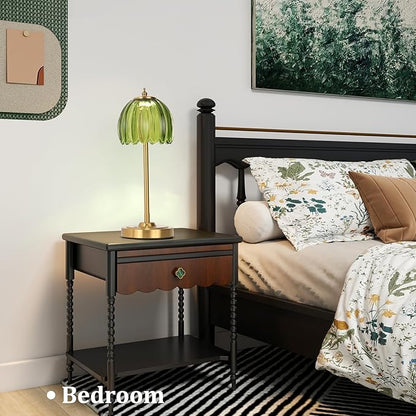 Tulip Lamp Shades Replacement, 5" Dia. * 4.25" H Green Glass Sconce Shade Heavy and Thick for Wall Sconces Pendant Lights Ceiling Lights Chandelier, 2 Pack