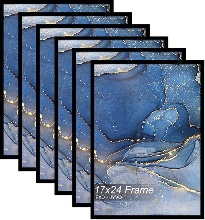 17x24 Picture Frame Set of 6, Black Frame for 17 x 24 Inch Picture Poster Photo, Light Weight and High Transparent 17 by 24 Frame for Wall - 6 Pack/Black/17 x24