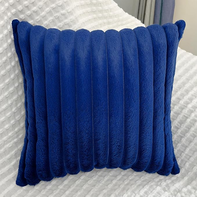 2 Pack Pillow Covers, 20x20 Faux Fur Square Throw Pillow Covers for Living Room Decorations Throw Pillow Case, Throw Pillow Cover Cushion Cover for Home Sofa Bedroom Car, Navy Blue