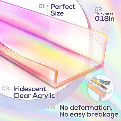 YMVV 35.4 Inches Iridescent Clear Acrylic Books Shelves for Kids Rooms, Floating Shelf Wall Display Bookshelf, Modern Thickened Storage Ledge Shelves Toy Display Organizer Decor 2 Pack
