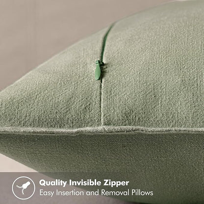 MIULEE Decorative Linen Euro Sham Pillow Covers 24x24 Sage Green Boho Farmhouse Neutral Spring Couch Throw Pillows for Bed Pack of 2 Accent Modern Pillowcase Summer Sofa Livingroom Home Decor