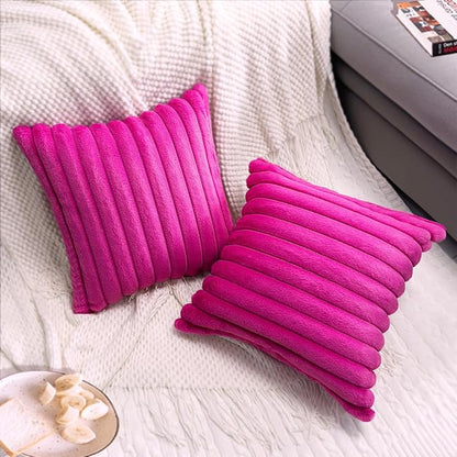 1 Pack 18x18 Pillow Cover Velvet Pillow Covers, Faux Fur Square Throw Pillow Covers for Living Room Decorations Throw Pillow Case, Throw Pillow Cover Cushion Cover for Sofa Bedroom Car, Hot Pink