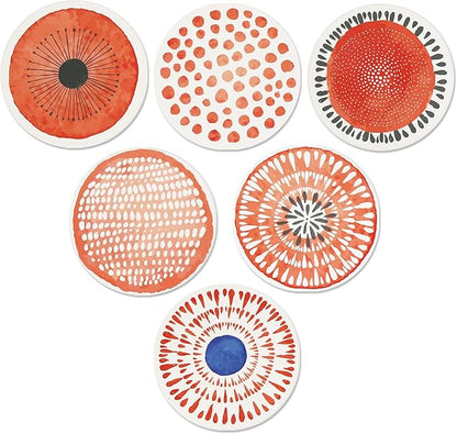 AD Set of 6 Coasters for Drinks Absorbing Round Ceramic Stone Coaster with Cork Base Tabletop Protection Mat for Mugs and Cups,Office,Kitchen (Rose Gold Holder)