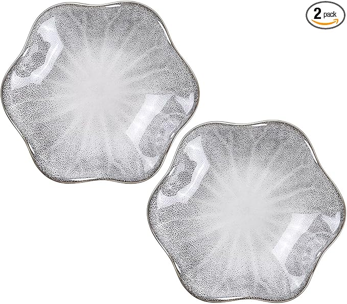 2Pcs Ceramic Jewelry Dish - Lotus Leaf Shape, for Ring Holder Necklace Small Key, Suitable for Mother Friend Sister, Gifts for Women, Cute Plate Trinket Tray, Home Decor (Grey - 2Pcs)