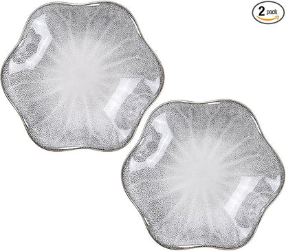 2Pcs Ceramic Jewelry Dish - Lotus Leaf Shape, for Ring Holder Necklace Small Key, Suitable for Mother Friend Sister, Gifts for Women, Cute Plate Trinket Tray, Home Decor (Grey - 2Pcs)