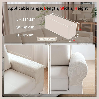 Couch Covers for Sectional Sofa, Washable Stretch Soft Sofa Cushion Covers L Shape Sofa Slipcovers Anti Slip Furniture Decor Protector for Pets (1PC Armrest Cover,Ivory)