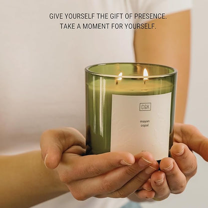 Craft & Kin 12oz Mayan Copal Scented Candles for Home | Premium Green Scented Candles for Men | Made with Natural Soy | Winter Candles Gifts for Men and Women | Nature Collection