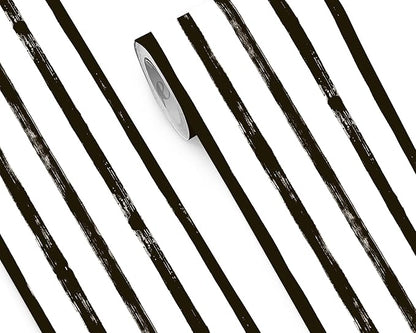 FLFK Wallpaper Border - Black and White Striped Wall Borders Decal Peel and Stick Trim 10" x 240"