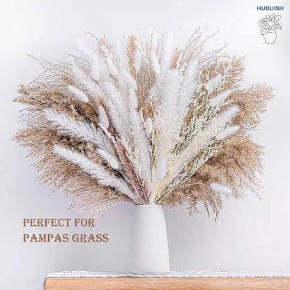 Bright White Vase - 8" Big White Ceramic vase for Flower, Boho Vases for Pampas Grass, Minimalist Modern vases for Home Decor, Table Shelf Living Room Farmhouse Decor