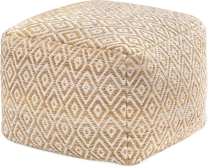 Anji Mountain 100% Handmade & Handcrafted Comfortable Home Décor Pouf Ottoman Footrest for Living Room, Bedroom, Nursery, Kidsroom, Patio Furniture - (22" x 22" x 16" - Mustard)
