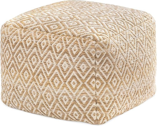 Anji Mountain 100% Handmade & Handcrafted Comfortable Home Décor Pouf Ottoman Footrest for Living Room, Bedroom, Nursery, Kidsroom, Patio Furniture - (22" x 22" x 16" - Mustard)