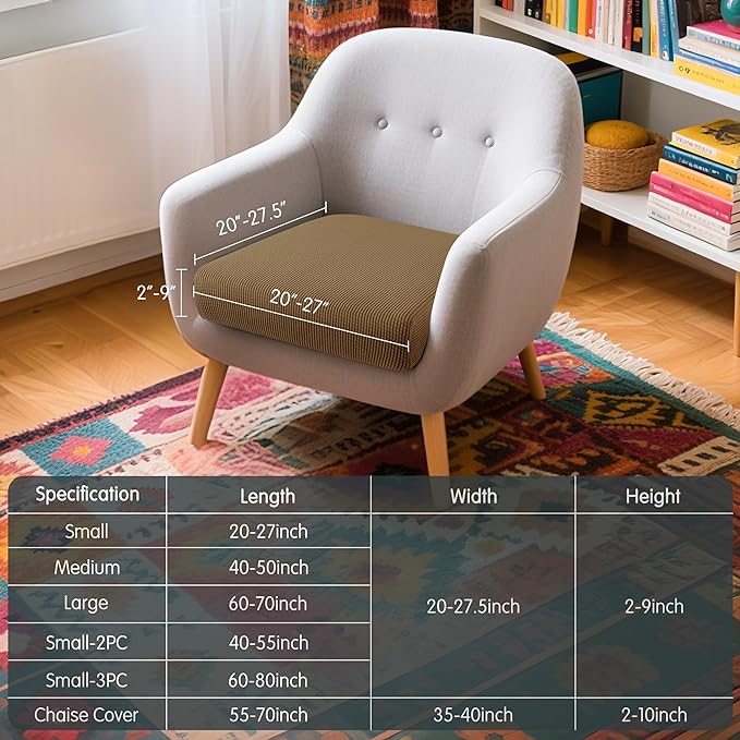Hokway Couch Cushion Covers Stretch Cushion Covers Sofa Seat Cushion Slipcover Cushion Protector(Coffee, Small)