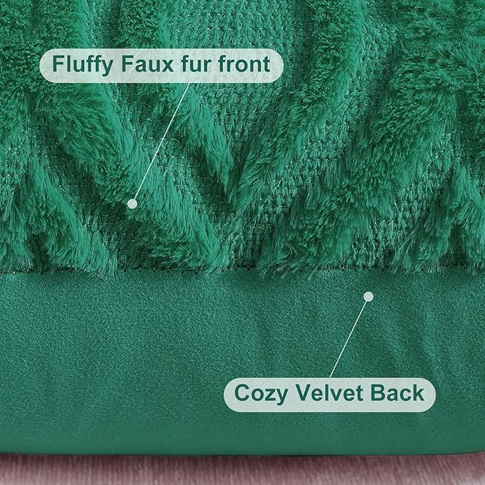 decorUhome Euro Sham Throw Pillow Covers 24x24 Inch Set of 2, Soft Plush Faux Wool Green Solid Couch Pillow Covers, Accent Farmhouse Neutral Square Pillow Cases for Sofa Bed Living Room