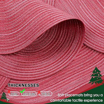 Noctiflorous Oval Braided Placemats Set of 8 Woven 12x18 Inch Non Slip Washable Heat Resistant Place Mats Tablemats for Dining Kitchen Party Daily Table Decor Dinner Mats (Raspberry Pink, 8)