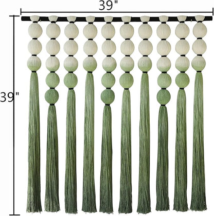 IOWER Macramé Wall Hanging Macrame Wall Decor Green Dip Dye 39" Wx39 L Sphericity Cotton Textile Wall Art Large Art Yarn Wall Hanging For Living Room Wedding