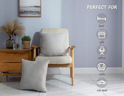 Stellhome Pack of 2 Burlap Throw Pillow Covers Farmhouse Linen Cushion Covers Pillowcase, Home Decor Decorations for Sofa Couch Bed Chair 22x22 Inch/55x55 cm, Grey