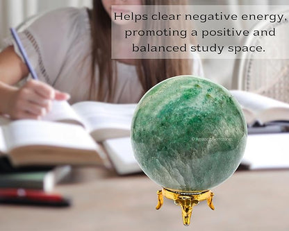Amazing Gemstone Green Aventurine Crystal Ball with Stand - 3 Inches Large Crystal Sphere Meditation Balls for Witchcraft and Decorative Balls