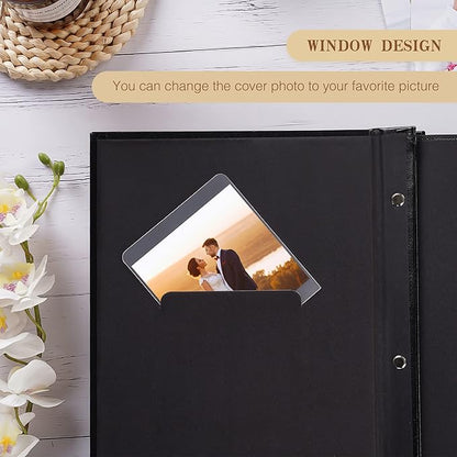 potricher Small Photo Album 4x6 300 Photos Leather Cover Picture Book with 300 Horizontal Pockets for Family Wedding Anniversary and Baby (Pink)