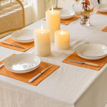 Home Brilliant Cloth Placemats Set of 4 Heat Resistant Fall Dining Table Place Mats for Kitchen Table Dinner Party Thanksgiving Decorations, 13 x 19 inches, Orange
