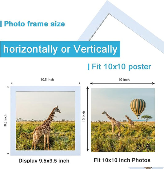 10x10 Picture Frame Set of 3, white Wooden Frame 10 by 10 Square Wall Gallery Poster Photo frame with Durable Shatter Resistant Plexiglass for Wall Hanging best gift