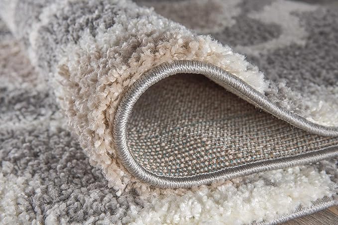 Rugshop Cozy Moroccan Trellis Indoor Shag Area Rug 6'6"X 9' Gray/Cream