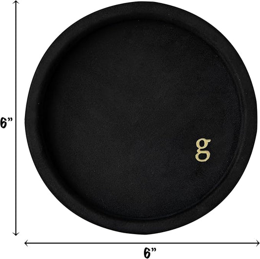 COLLECTIVE HOME - Velvet Jewelry Tray, 6" Monogrammed Jewelry Dish, Smooth Velour Display Dish for Rings, Earrings, Necklaces, Makeup, Personalized Gifts for Women (Black-g)