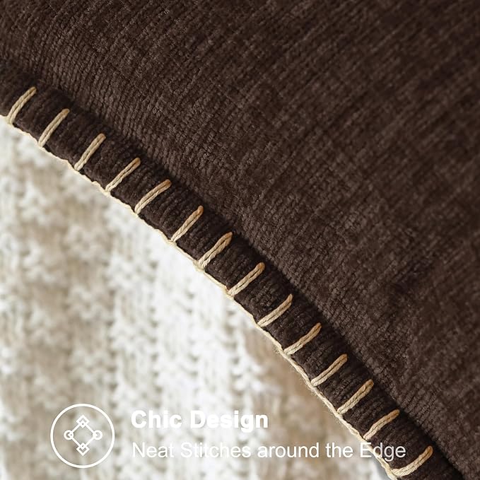 CaliTime Throw Pillow Covers Decorative 24 X 24 Inches Pack of 2 Cotton Thread Stitching Edges Solid Dyed Soft Chenille Cushion Cases for Couch Sofa Bed Living Room Farmhouse Coffee