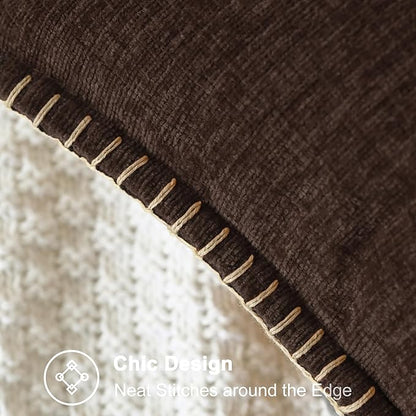 CaliTime Throw Pillow Covers Decorative 18 X 18 Inches Pack of 2 Cotton Thread Stitching Edges Solid Dyed Soft Chenille Cushion Cases for Couch Sofa Bed Living Room Farmhouse Coffee