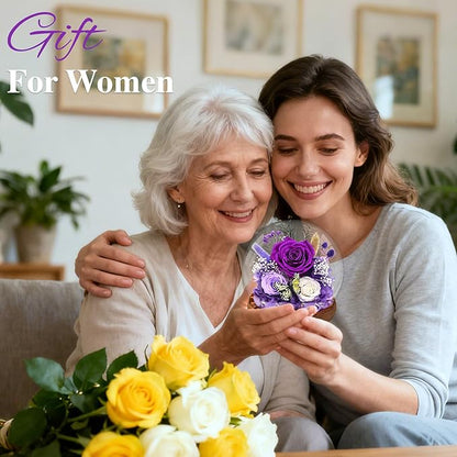 Purple Rose Valentines Day Gifts for her | Forever Rose Gift for Grandma Mom Birthday | Flowers for Delivery Long-Lasting Real Flowers in Glass Dome | Gifts for Women Birthday Mothers Day Christmas