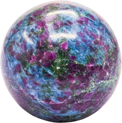 Amazing Gemstone Ruby Kyanite Crystal Ball with Stand - 2.5 Inches Large Crystal Sphere Meditation Balls for Witchcraft and Decorative Balls