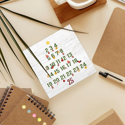 Christmas Countdown Calendar Tree Wood Box Sign Desk Decor, Christmas Countdown Decor, Christmas Countdown Wooden Block Sign Decorations for Home Room Wall Tabletop Shelf Decor, 5X5 Inch