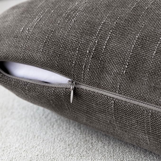 Foindtower Pack of 2 Soft Textured Throw Decorative Pillow Covers Square Accent Solid Cushion Cover Cozy Farmhouse Pillow Case with Zipper for Couch Sofa Bedroom Living Room 26x26 Inch, Charcoal
