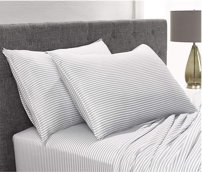 Pure Bamboo King Sheets, Genuine 100% Organic Viscose Derived from Bamboo Bed Sheet Set, Luxuriously Soft & Cooling, Double Stitching, 2 Year Quality Promise (King, Stripes)