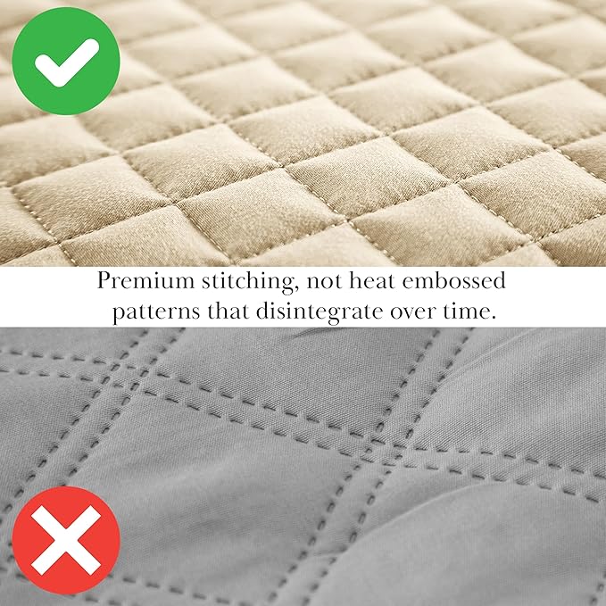 Southshore Fine Living, Inc. Twin XL Comforter Quilt Bedding Set, Dorm Room Essential Bedding, Stain Resistant, Machine Washable Bedspread, XL/Twin Beige Quilt Bed Spread w/Pillow Sham, Soft Sand