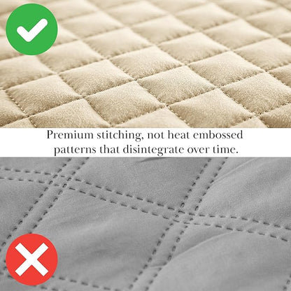 Southshore Fine Living, Inc. Quilts, Full/Queen Size Quilt Bedding Set, Easy Care Stain & Pet Hair Resistant Bedding, Coverlet Queen Size/Full Size Beige Bedspread with 2 Pillow Shams, Soft Sand