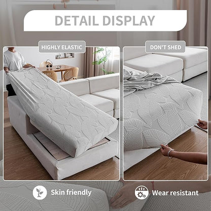 Couch Covers for Sectional Sofa, Washable Stretch Soft Sofa Cushion Covers L Shape Sofa Slipcovers Anti Slip Furniture Decor Protector for Pets (1PC L Chaise Cover,Light Gray)