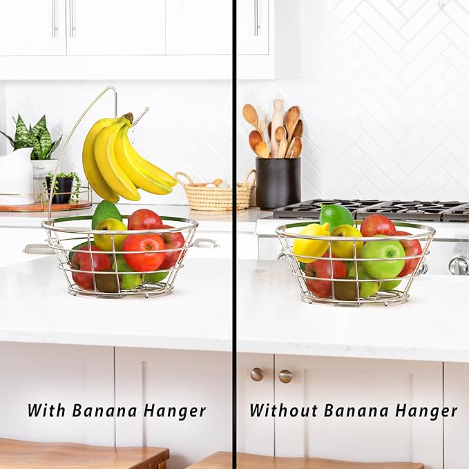 Deco Brothers Fruit Bowl with Banana Holder, Chrome