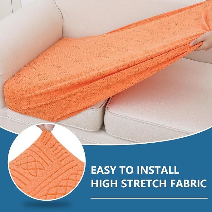 hyha Individual Couch Cushion Covers, Stretch Magic Sofa Seat Cushion Covers Washable, Dog Couch Sofa Slipcover for Pets, Kid with Elastic Bottom(Back Cover M, Orange)
