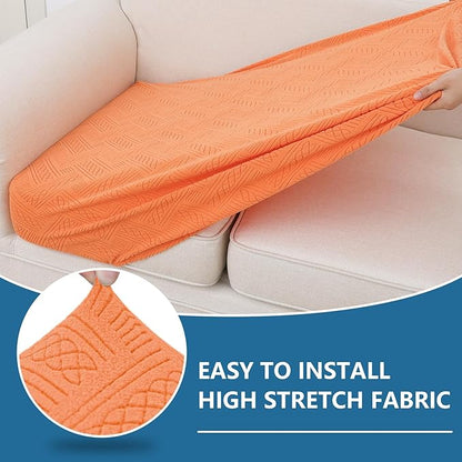 hyha Individual Couch Cushion Covers, Stretch Magic Sofa Seat Cushion Covers Washable, Dog Couch Sofa Slipcover for Pets, Kid with Elastic Bottom(Large, Orange)