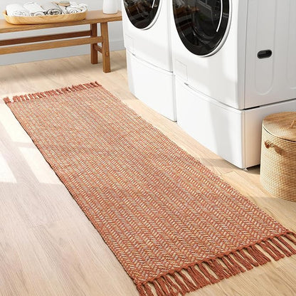 Lahome Boho Bathroom Runner, 2x6 Fall Rug Runners for Hallways Lightweight Laundry Room Rugs Washable Runner Rug with Tassels, Farmhouse Carpet Non Shedding Throw Rugs for Entryway Bedroom