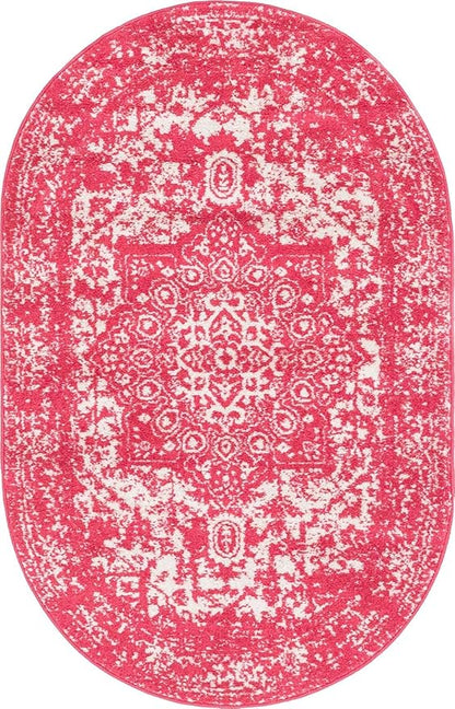 Rugs.com Arlington Collection Rug – 3' x 5' Oval Pink Medium-Pile Rug Perfect for Living Rooms, Large Dining Rooms, Open Floorplans